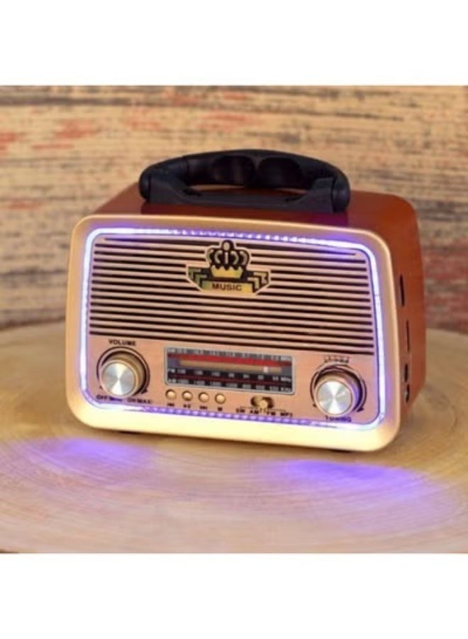 راديو بإضاءة جذابة وصوت عالي ونقي جدًا تصميم عملي وعصري مناسب للاستماع داخل المنزل أو أثناء السفر، تجربة صوتية واضحة ومميزة T - Image 4